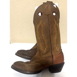 Roadwolf Brown Leather Cowboy Boots Size Roper Men's US 7.5M womens 9M